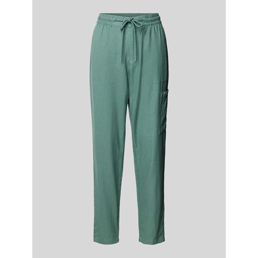 Spodnie lniane o kroju regular fit z kieszenią cargo ze sklepu Peek&Cloppenburg  w kategorii Spodnie damskie - zdjęcie 172057064
