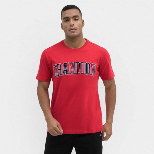 Męski t-shirt z nadrukiem CHAMPION Rochester Crewneck T-Shirt - czerwony Champion XL okazyjna cena Sportstylestory.com