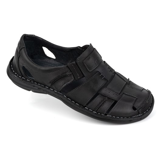 Buty męskie wsuwane na lato skórzane 902MP LATO czarne ze sklepu butyolivier w kategorii Półbuty męskie - zdjęcie 172062513