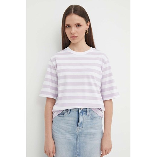Bluzka damska United Colors Of Benetton z krótkim rękawem z okrągłym dekoltem w paski casual 