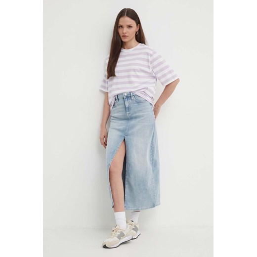 Bluzka damska United Colors Of Benetton w paski z krótkim rękawem z okrągłym dekoltem 