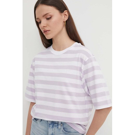 Bluzka damska fioletowa United Colors Of Benetton z okrągłym dekoltem 