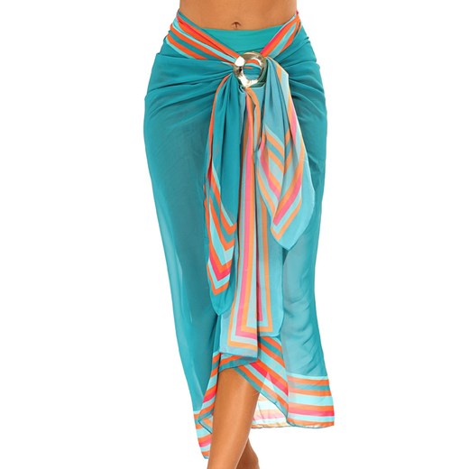Pareo chusta plażowa Self Pati turkusowe ze sklepu piubiu_pl w kategorii Odzież plażowa - zdjęcie 172063603