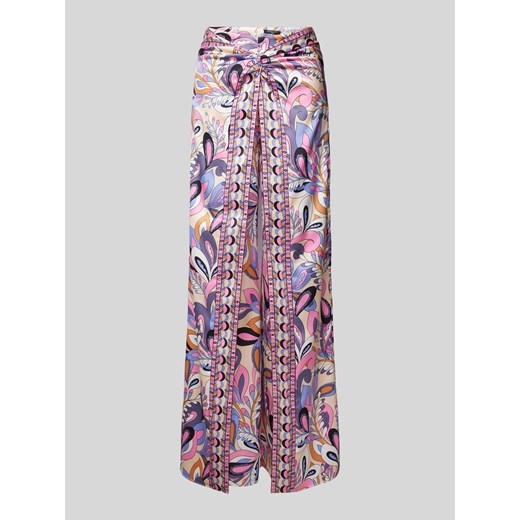 Spodnie materiałowe z szeroką nogawką i wiązanym detalem model ‘GYPSET’ ze sklepu Peek&Cloppenburg  w kategorii Spodnie damskie - zdjęcie 172064583