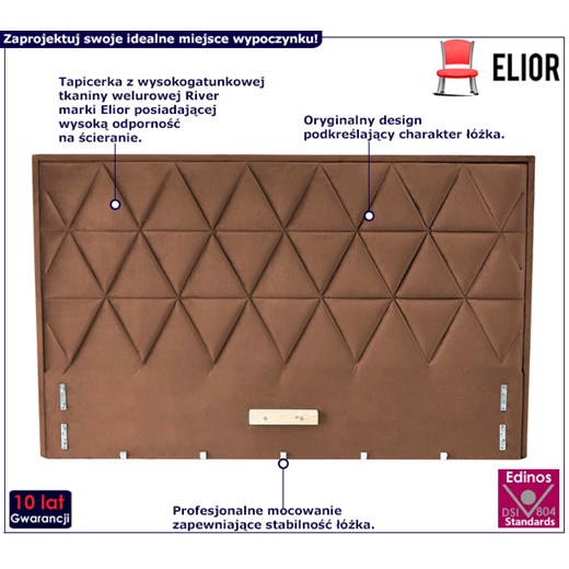 Beżowe welurowe wezgłowie pikowane do łóżka - Rimoso 7X Elior One Size Edinos.pl