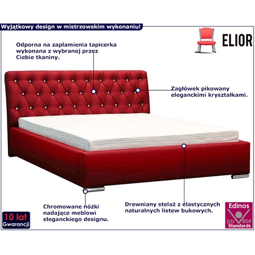 Pikowane łóżko Luxor 3X 140x200 - 44 kolory Elior One Size Edinos.pl