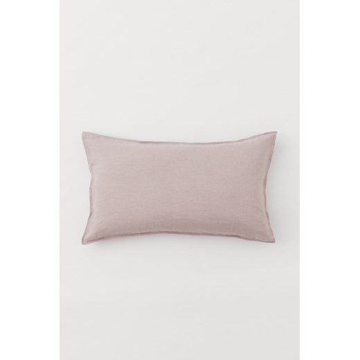 H & M - Poszewka na poduszkę wykonana ze spranego lnu - Różowy ze sklepu H&M w kategorii Poszewki na poduszki - zdjęcie 172068574