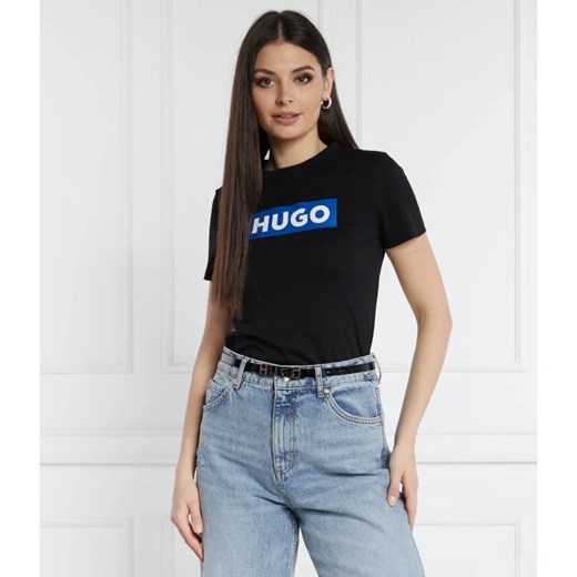 Bluzka damska Hugo Blue z krótkimi rękawami z napisami 