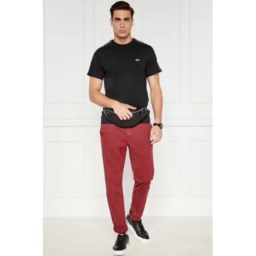 Czarny t-shirt męski Lacoste z krótkim rękawem bawełniany 