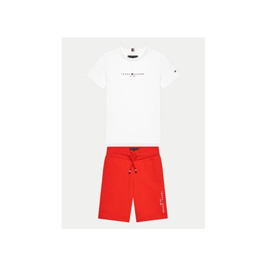 Tommy Hilfiger Komplet t-shirt i spodenki Essential KB0KB08829 D Czerwony Regular Fit ze sklepu MODIVO w kategorii Spodnie chłopięce - zdjęcie 172071513