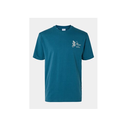 Selected Homme T-Shirt Slhrelaxaries 16094014 Turkusowy Relaxed Fit ze sklepu MODIVO w kategorii T-shirty męskie - zdjęcie 172071784