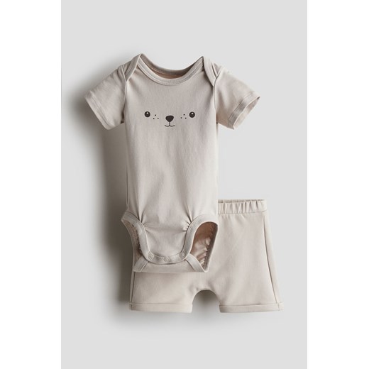 H & M - Bawełniany komplet 2-częściowy - Brązowy ze sklepu H&M w kategorii Odzież dla niemowląt - zdjęcie 172073220