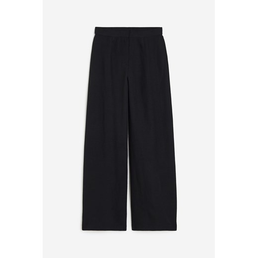 H & M - Szerokie spodnie z domieszką lnu - Czarny H & M 34 H&M