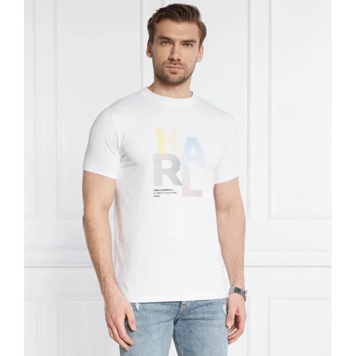 T-shirt męski biały Karl Lagerfeld młodzieżowy z krótkimi rękawami 