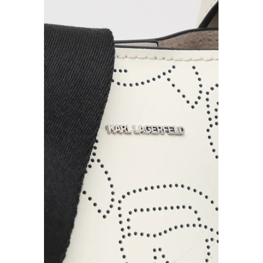 Shopper bag Karl Lagerfeld skórzana duża z nadrukiem na ramię 