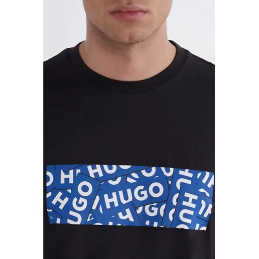 Czarny t-shirt męski Hugo Blue z krótkim rękawem 