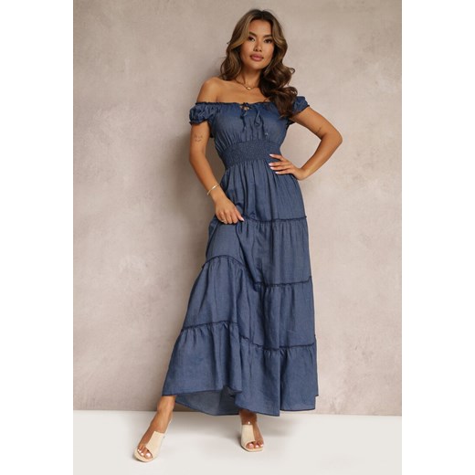Granatowa Sukienka Hiszpanka Maxi z Falbankami Kaniah ze sklepu Renee odzież w kategorii Sukienki - zdjęcie 172074693