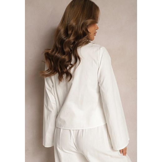 Biała Bluzka z Bawełny z Długim Rękawem Ozdobiona Wiązaniem Xanilla Renee M/L Renee odzież