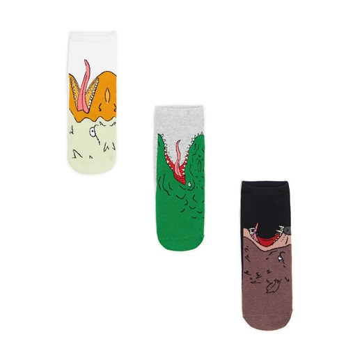 Cropp - 3 pack skarpet z animal printem - czarny Cropp 39-42 Cropp