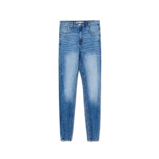 Cropp - Niebieskie jeansy skinny high waist - niebieski Cropp 44 okazja Cropp