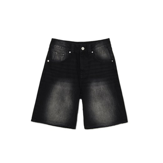 Cropp - Czarne szorty denim typu jorts - czarny Cropp 38 Cropp