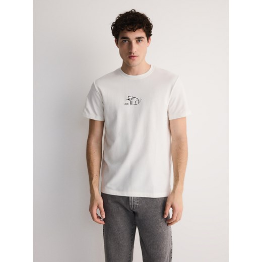 Reserved - T-shirt regular z nadrukiem - złamana biel ze sklepu Reserved w kategorii T-shirty męskie - zdjęcie 172079153