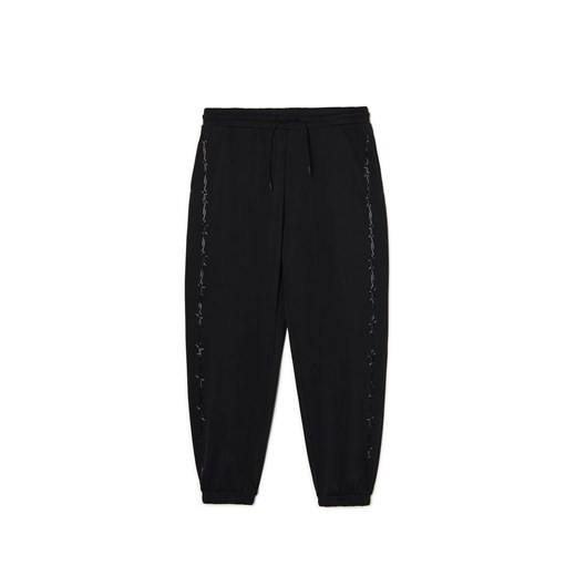 Cropp - Dresowe joggery z ozdobnymi lampasami - czarny ze sklepu Cropp w kategorii Spodnie męskie - zdjęcie 172080681