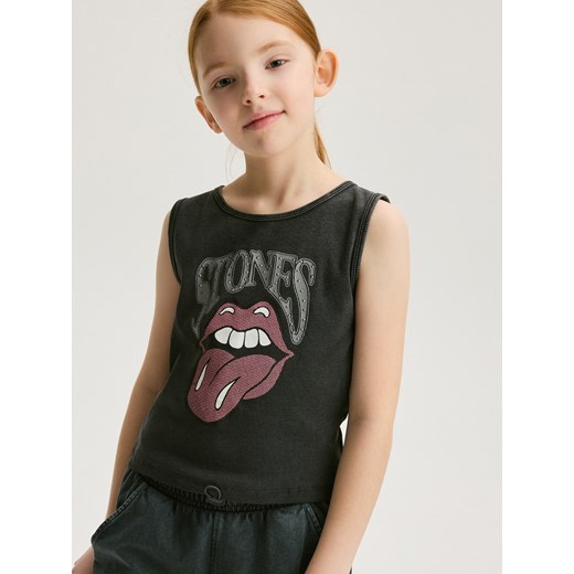 Reserved - T-shirt z motywem Rolling Stones - czarny ze sklepu Reserved w kategorii Bluzki dziewczęce - zdjęcie 172081962
