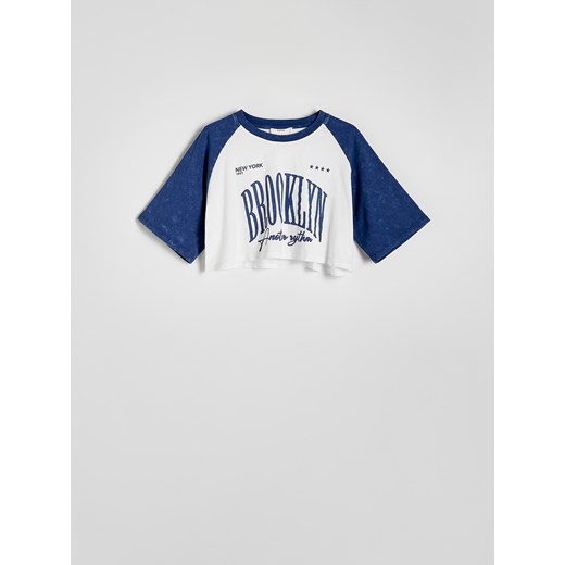 Reserved - T-shirt z nadrukiem - granatowy ze sklepu Reserved w kategorii Bluzki damskie - zdjęcie 172082830