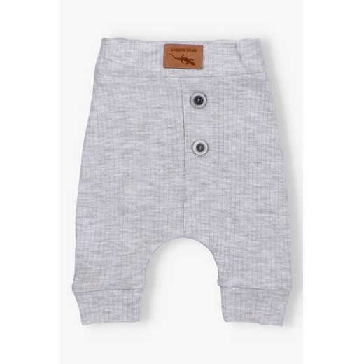 Spodnie niemowlęce z dzianiny prążkowej -  szare - Lagarto Verde ze sklepu 5.10.15 w kategorii Spodnie i półśpiochy - zdjęcie 172084210