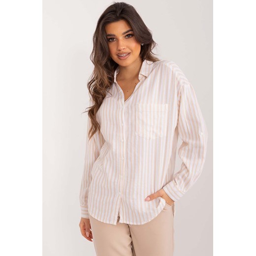 Damska koszula w paski biało-beżowa ze sklepu 5.10.15 w kategorii Koszule damskie - zdjęcie 172084260