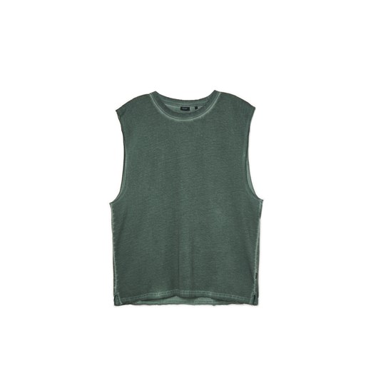 Cropp - Zielona koszulka bez rękawów z efektem sprania - zielony ze sklepu Cropp w kategorii T-shirty męskie - zdjęcie 172085770