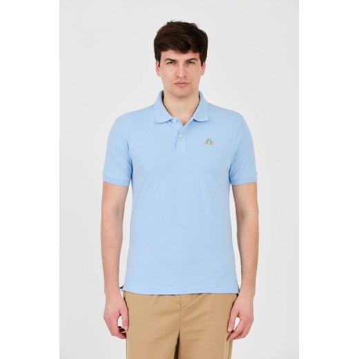LA MARTINA Błękitne polo z małym logo, Wybierz rozmiar XXL ze sklepu outfit.pl w kategorii T-shirty męskie - zdjęcie 172087251