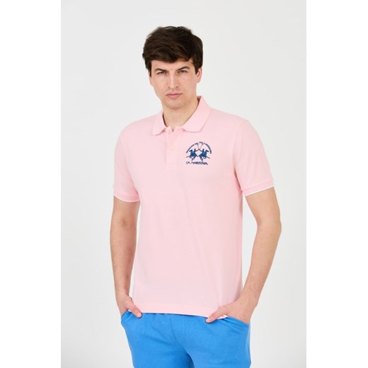 LA MARTINA Różowe polo z dużym logo, Wybierz rozmiar XL ze sklepu outfit.pl w kategorii T-shirty męskie - zdjęcie 172087294