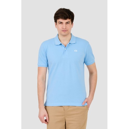 LA MARTINA Błękitne polo z małym logo, Wybierz rozmiar XXL ze sklepu outfit.pl w kategorii T-shirty męskie - zdjęcie 172087303