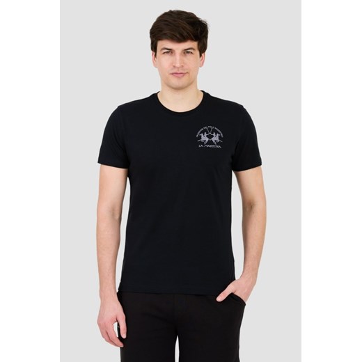 LA MARTINA Czarny t-shirt z dużym logo, Wybierz rozmiar XXL ze sklepu outfit.pl w kategorii T-shirty męskie - zdjęcie 172087433
