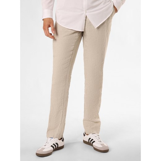 Nils Sundström Lniane spodnie - Herrera Mężczyźni len kitt jednolity ze sklepu vangraaf w kategorii Spodnie męskie - zdjęcie 172087482