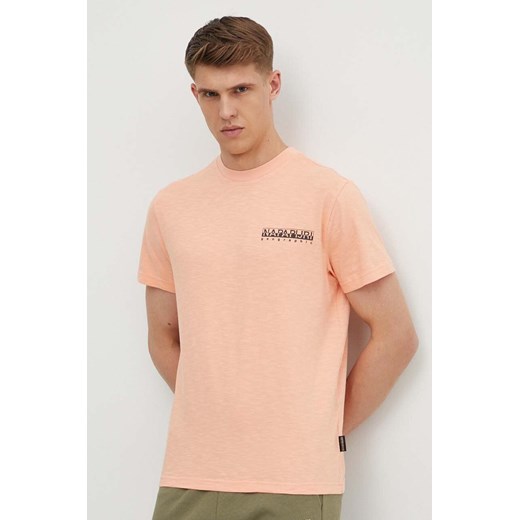Napapijri t-shirt bawełniany S-Martre męski kolor różowy z nadrukiem NP0A4HQBP1I1 ze sklepu ANSWEAR.com w kategorii T-shirty męskie - zdjęcie 172089794