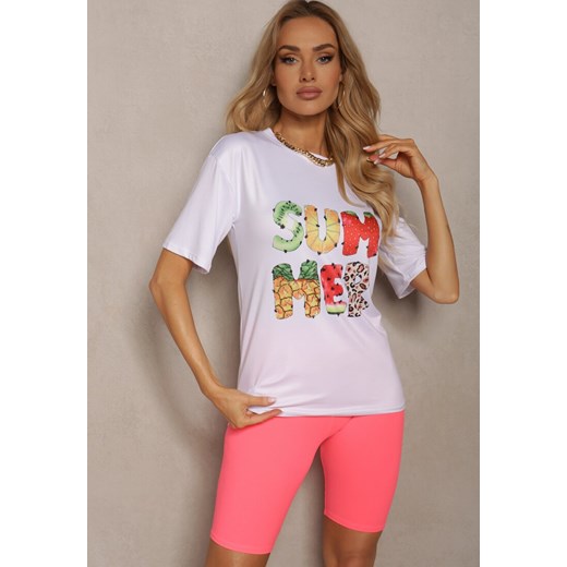 Różowy Komplet Dresowy Koszulka z Krótkim Rękawem Krótkie Kolarki Tiimawin Renee M promocja Renee odzież