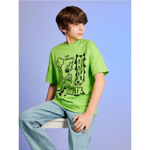 Sinsay - Koszulka Kot Feliks - zielony ze sklepu Sinsay w kategorii T-shirty chłopięce - zdjęcie 172094624