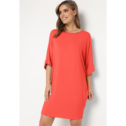 Czerwona Wiskozowa Sukienka w Stylu T-shirt z Krótkim Rękawem Fianessa ze sklepu Born2be Odzież w kategorii Sukienki - zdjęcie 172095062