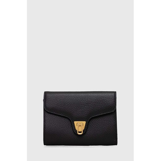 Coccinelle portfel skórzany damski kolor czarny ze sklepu ANSWEAR.com w kategorii Portfele damskie - zdjęcie 172095374