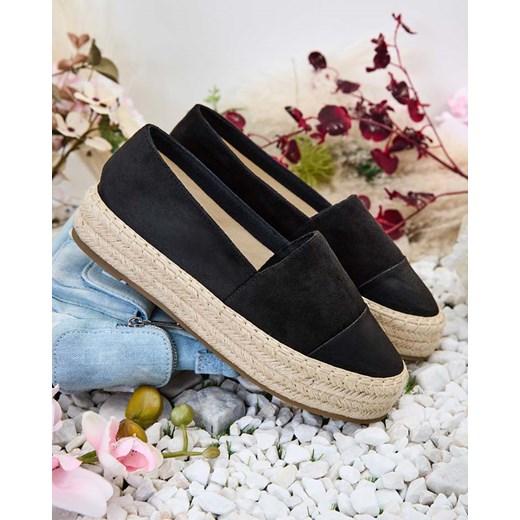 Czarne espadryle damskie Royalfashion.pl z tkaniny 