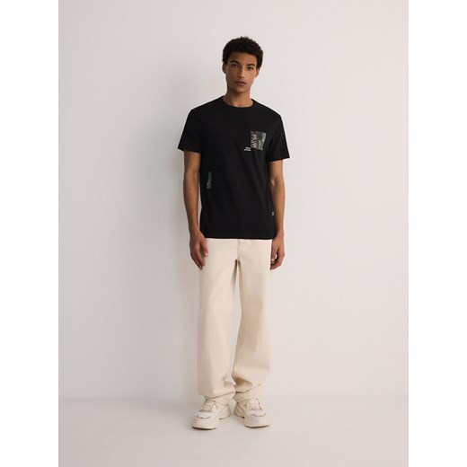 Reserved - T-shirt regular z nadrukiem - czarny Reserved S Reserved