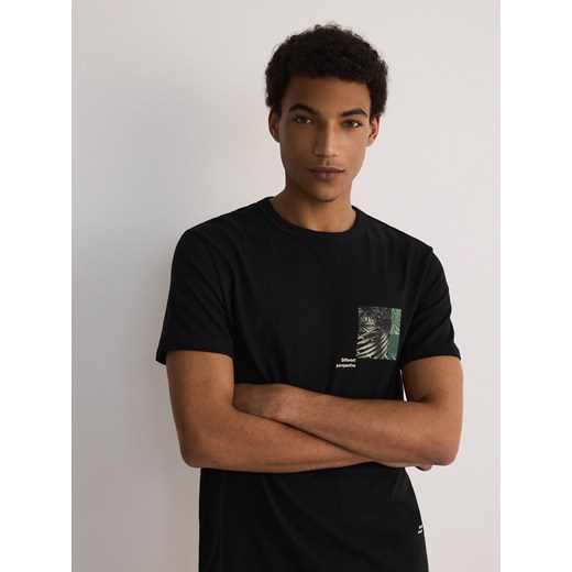 Reserved - T-shirt regular z nadrukiem - czarny Reserved M Reserved