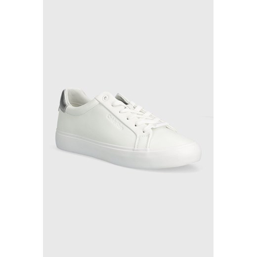 Calvin Klein sneakersy skórzane VULCANIZED LACE UP LTH kolor biały HW0HW02134 ze sklepu ANSWEAR.com w kategorii Trampki damskie - zdjęcie 172106314