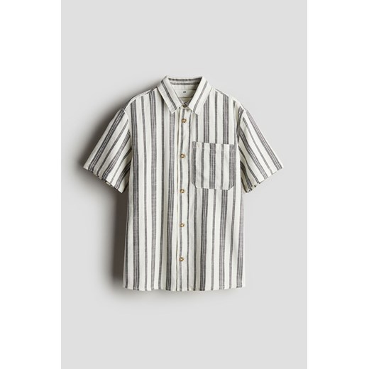 H & M - Bawełniana koszula z krótkim rękawem - Biały H & M 170 (14Y+) H&M