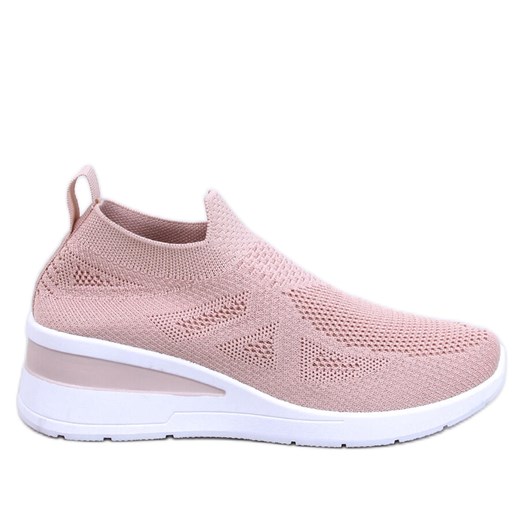 Sneakersy na koturnie skarpetkowe Bayol Pink różowe ze sklepu ButyModne.pl w kategorii Buty sportowe damskie - zdjęcie 172108030