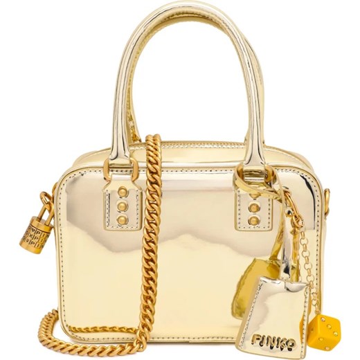 Pinko Skórzana torebka na ramię BOWLING BAG MINI ECOSPECCHIATO Pinko OS Gomez Fashion Store
