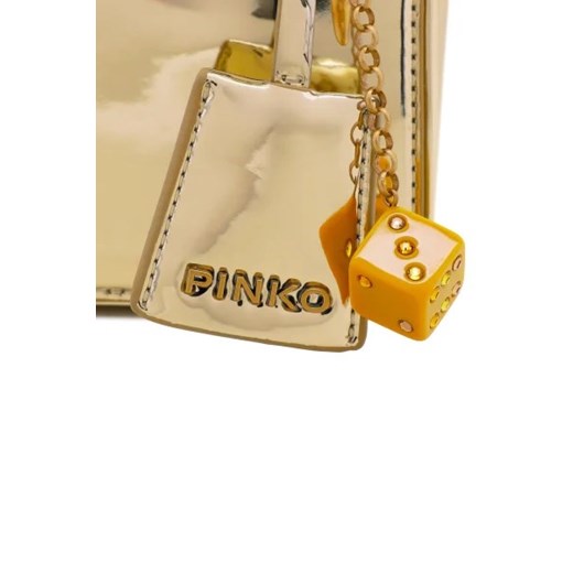 Pinko Skórzana torebka na ramię BOWLING BAG MINI ECOSPECCHIATO Pinko OS Gomez Fashion Store